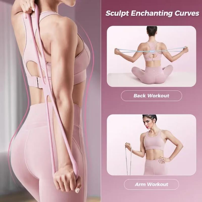 Resistance Bands Figure 8 Exercise Bands for Women 8 Shaped TPE Material for Arms Chest Expander Yoga Gym Fitness Muscle Training Equipment Stretching Gear Bands Set Multifunctional Workout Accessories Workout Straps Ideal Choice Foam Handle Resistance Ba