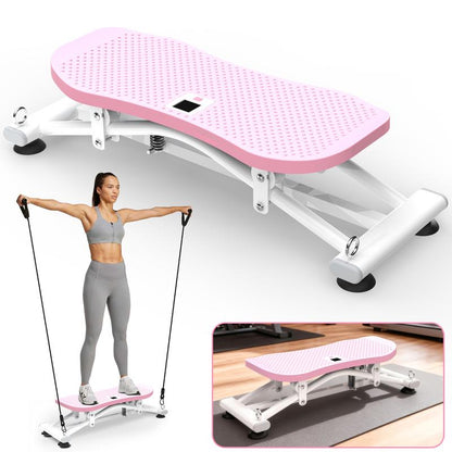 KINMAC Sliding Ski Simulator with Resistance Bands - Indoor Skiing Fitness Equipment for Home Gym, with Resistance Bands & Non-Slip Base, Full-Body Cardio Training Machine for Core, Leg & Arm Workout