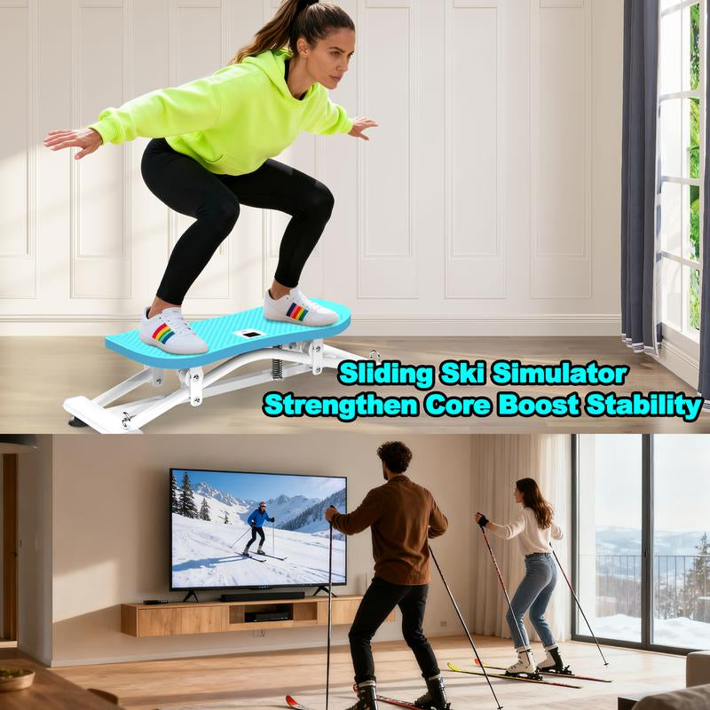 KINMAC Sliding Ski Simulator with Resistance Bands - Indoor Skiing Fitness Equipment for Home Gym, with Resistance Bands & Non-Slip Base, Full-Body Cardio Training Machine for Core, Leg & Arm Workout