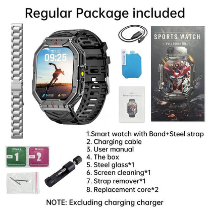Military - Grade Smart Watch for Men | 2.1" HD, Call Answer, Compass, 1ATM Waterproof, Flashlight | 120 Sports Modes | Christmas/Birthday Gift for Outdoor Adventurers, Android/Iphone Compatible, Fitness Smartwatch
