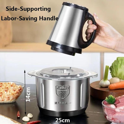 US Plug 3-Speed Food Chopper, Food Processor Electric Dough Mixer, 5L Large Apacity Meat Grinder with Blades, Stainless Steel Mincer for Kitchen, Vegetable, Onion, Garlic, Salad, Fruit, Nuts