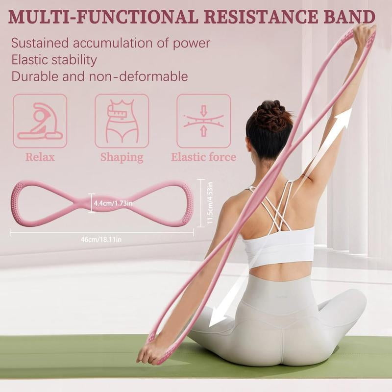 Resistance Bands Figure 8 Exercise Bands for Women 8 Shaped TPE Material for Arms Chest Expander Yoga Gym Fitness Muscle Training Equipment Stretching Gear Bands Set Multifunctional Workout Accessories Workout Straps Ideal Choice Foam Handle Resistance Ba