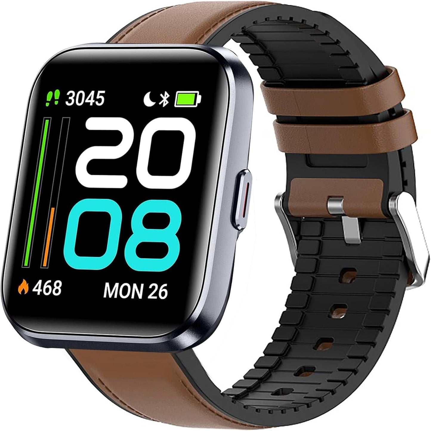 ID208 plus Smart Watch Bands, Leather Silicone Breathable Replacement Smartwatch Strap Wristband Compatible for Quican, Aeac, WMK ID208 plus 1.8 Inches Smart Watch (Brown)