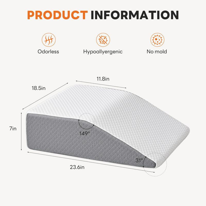 Wedge Pillow, Body Pillow for Sleep Apnea, Neck Pain Relief, Post Surgery, Sleeping Comfort, Acid Reflux, Heartburn, Back Pain Relief and Snoring
