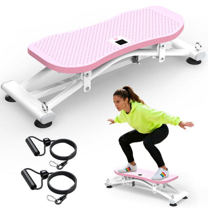KINMAC Sliding Ski Simulator with Resistance Bands - Indoor Skiing Fitness Equipment for Home Gym, with Resistance Bands & Non-Slip Base, Full-Body Cardio Training Machine for Core, Leg & Arm Workout