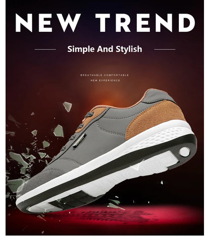 YRZL Men Shoes Spring Autumn Waterproof Walking Sneakers Leisure Male Leather Sports Shoes Non-Slip Footwear Tennis for Men