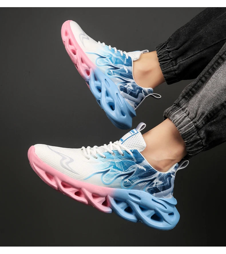 Summer Unisex Running Shoes Men Women Lightweight Mesh Breathable Comfortable Flat Soft Tennis Shoes Lace-up Sneakers Man 36-46