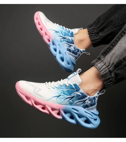 Summer Unisex Running Shoes Men Women Lightweight Mesh Breathable Comfortable Flat Soft Tennis Shoes Lace-up Sneakers Man 36-46