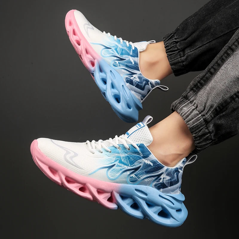 Summer Unisex Running Shoes Men Women Lightweight Mesh Breathable Comfortable Flat Soft Tennis Shoes Lace-up Sneakers Man 36-46