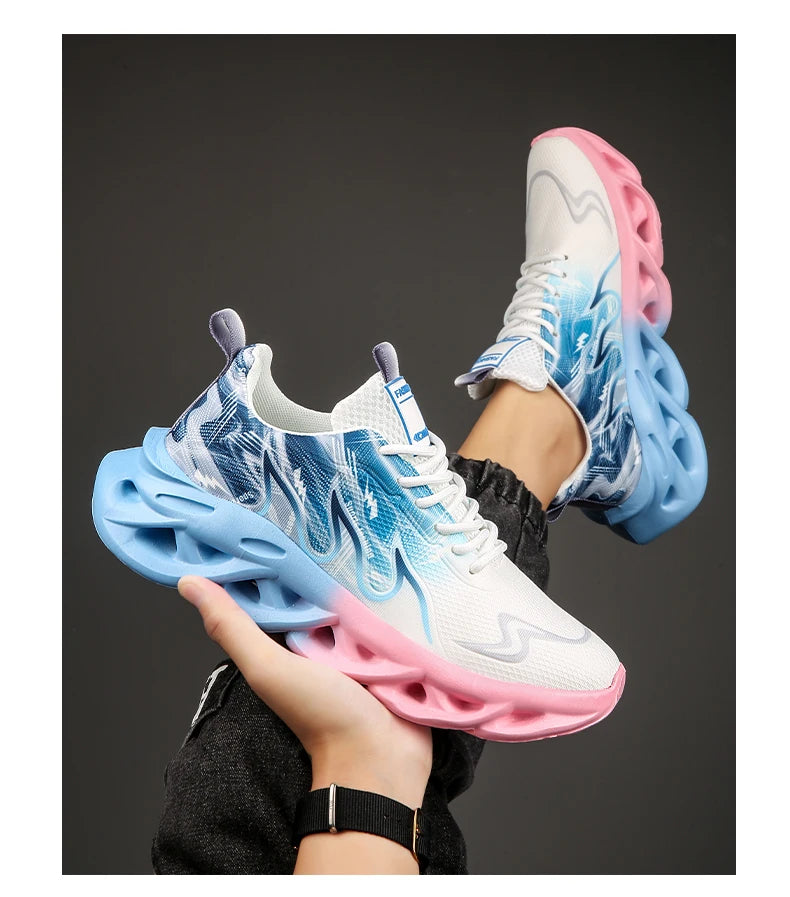 Summer Unisex Running Shoes Men Women Lightweight Mesh Breathable Comfortable Flat Soft Tennis Shoes Lace-up Sneakers Man 36-46