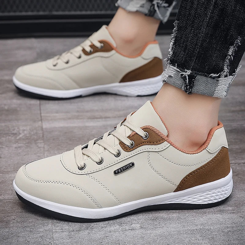 YRZL Men Shoes Spring Autumn Waterproof Walking Sneakers Leisure Male Leather Sports Shoes Non-Slip Footwear Tennis for Men