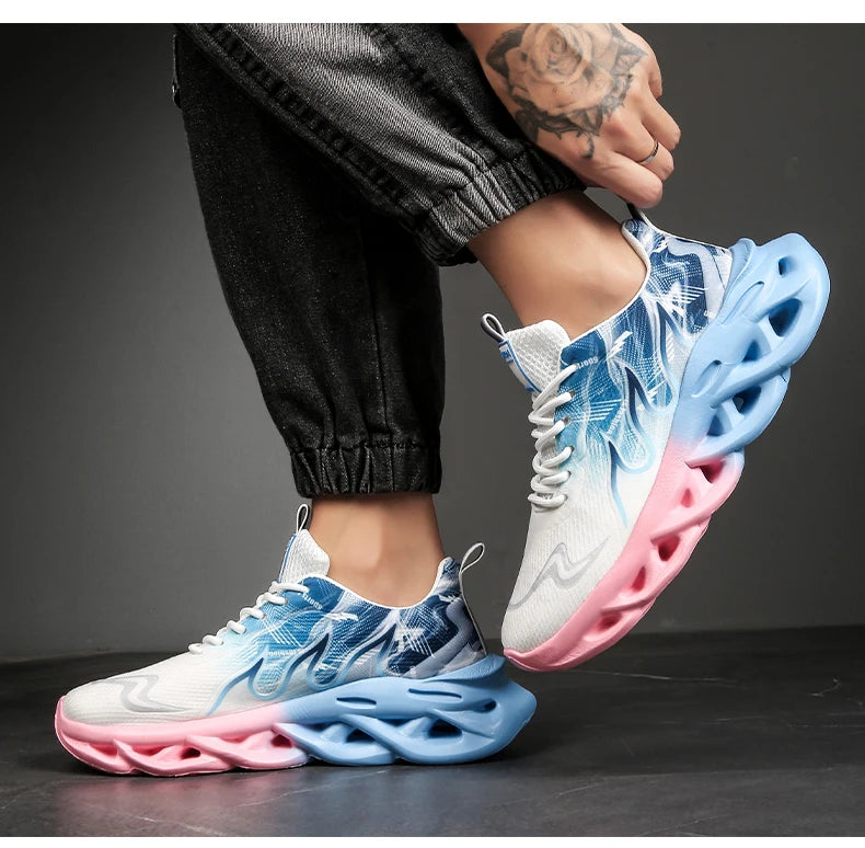 Summer Unisex Running Shoes Men Women Lightweight Mesh Breathable Comfortable Flat Soft Tennis Shoes Lace-up Sneakers Man 36-46
