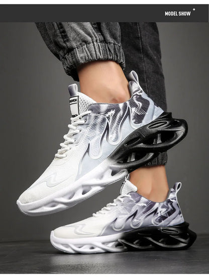 Summer Unisex Running Shoes Men Women Lightweight Mesh Breathable Comfortable Flat Soft Tennis Shoes Lace-up Sneakers Man 36-46