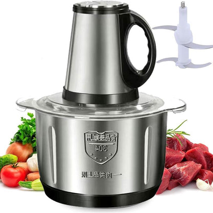 US Plug 3-Speed Food Chopper, Food Processor Electric Dough Mixer, 5L Large Apacity Meat Grinder with Blades, Stainless Steel Mincer for Kitchen, Vegetable, Onion, Garlic, Salad, Fruit, Nuts