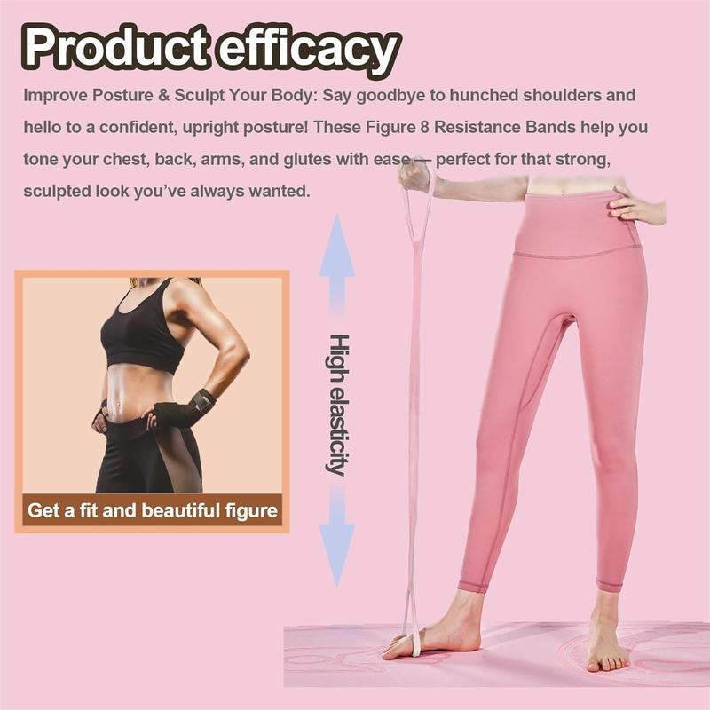 Resistance Bands Figure 8 Exercise Bands for Women 8 Shaped TPE Material for Arms Chest Expander Yoga Gym Fitness Muscle Training Equipment Stretching Gear Bands Set Multifunctional Workout Accessories Workout Straps Ideal Choice Foam Handle Resistance Ba