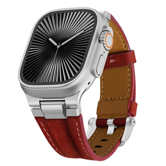 Crazygrass Durable Genuine Leather Watch Band with Secure Pin Buckle Fits 44Mm 45Mm 46Mm 49Mm Square Watch Faces for Men Versatile Leather Strap in Multiple Colors Comfortable Style-Adaptable Watch Band【Watch Not Included】