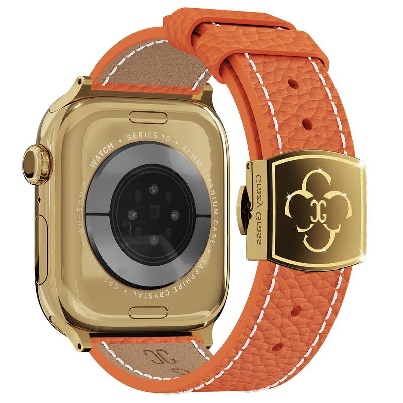 CRAZYGRASS Comfort Leather Watch Band for Smart Watch 49Mm 46Mm 45Mm 44Mm 42Mm 41Mm 40Mm 38Mm Foldable Clasp for Square Smartwatch No Tools Needed Skin-Friendly [WATCH NOT INCLUDED] Adjustable