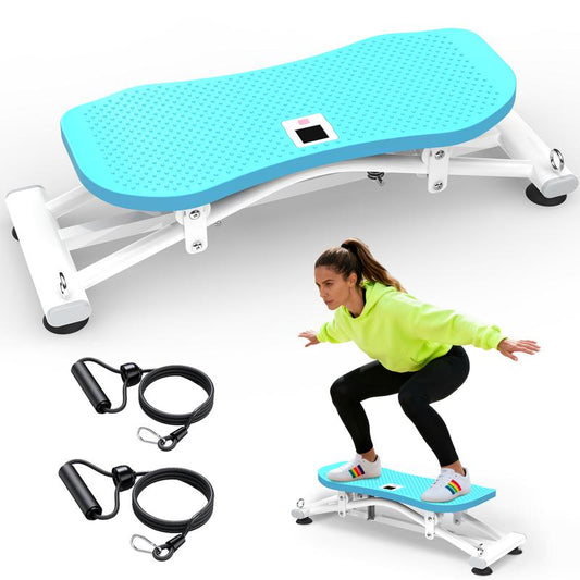 KINMAC Sliding Ski Simulator with Resistance Bands - Indoor Skiing Fitness Equipment for Home Gym, with Resistance Bands & Non-Slip Base, Full-Body Cardio Training Machine for Core, Leg & Arm Workout